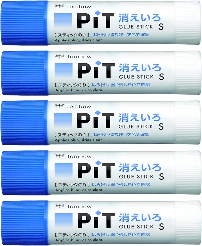 トンボ鉛筆 スティックのり 消えいろPiT Sサイズ (10g) 5本セット
